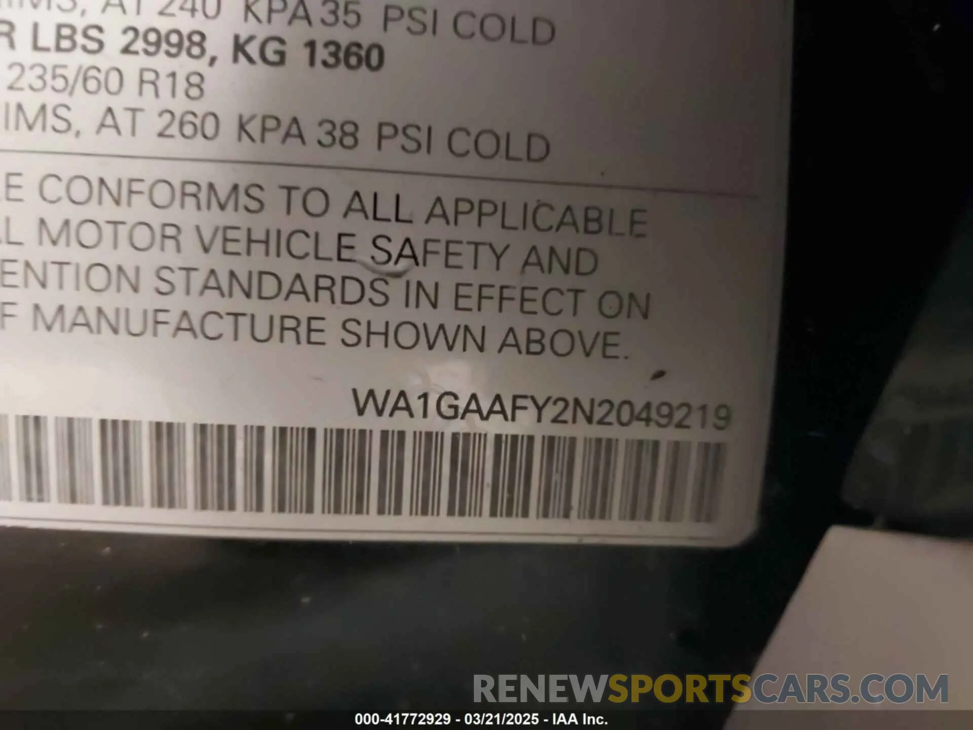 9 Photograph of a damaged car WA1GAAFY2N2049219 AUDI Q5 2022