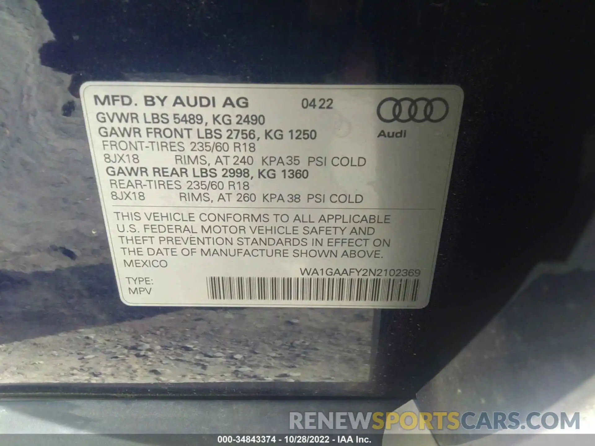 9 Photograph of a damaged car WA1GAAFY2N2102369 AUDI Q5 2022