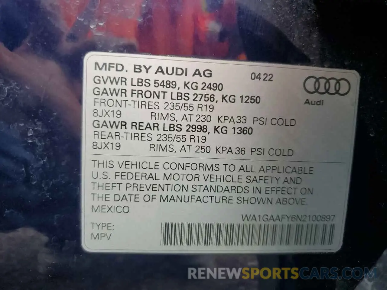 13 Photograph of a damaged car WA1GAAFY6N2100897 AUDI Q5 2022