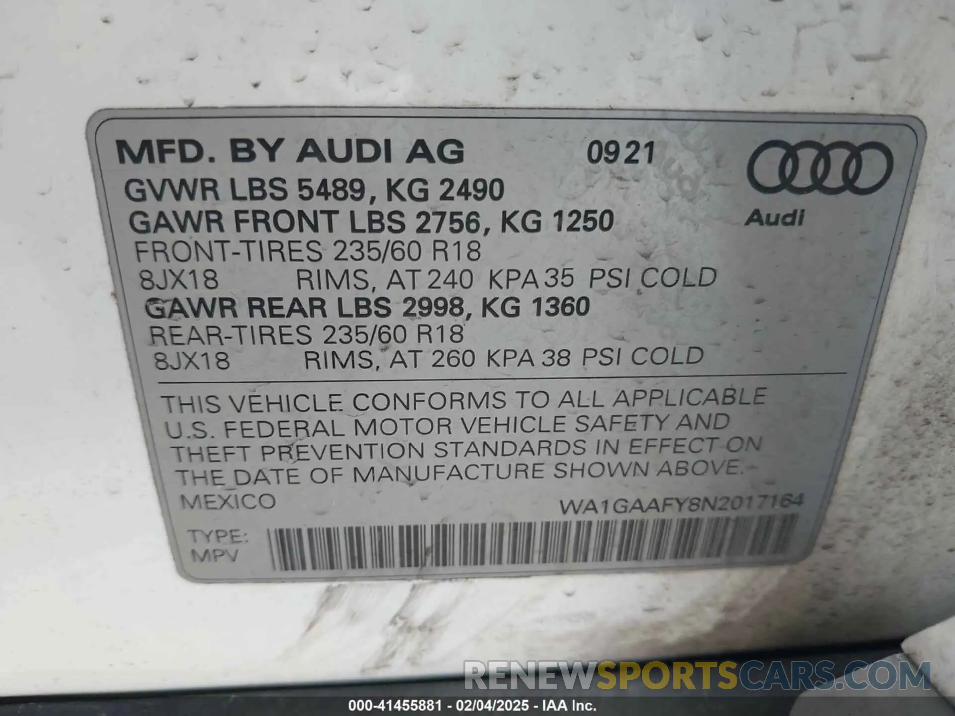 9 Photograph of a damaged car WA1GAAFY8N2017164 AUDI Q5 2022
