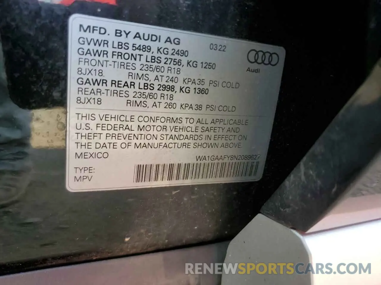 13 Photograph of a damaged car WA1GAAFY8N2089627 AUDI Q5 2022