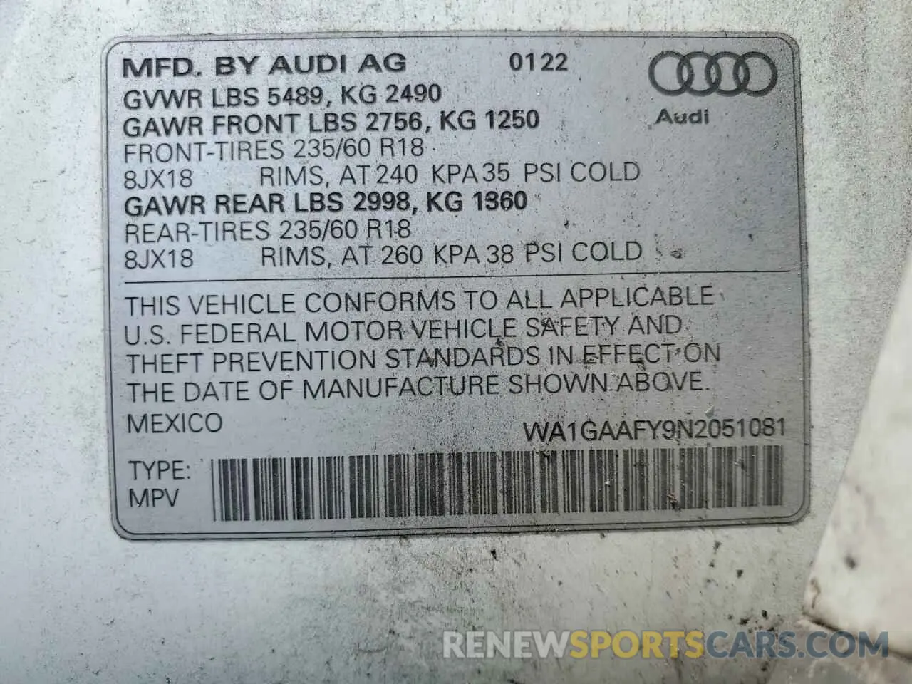 13 Photograph of a damaged car WA1GAAFY9N2051081 AUDI Q5 2022
