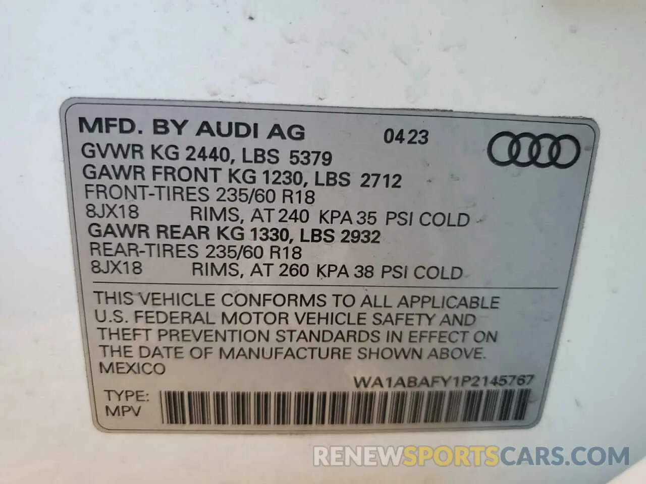 12 Photograph of a damaged car WA1ABAFY1P2145767 AUDI Q5 2023
