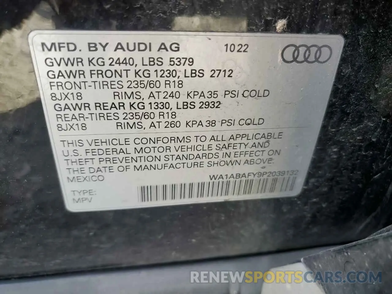 12 Photograph of a damaged car WA1ABAFY9P2039132 AUDI Q5 2023