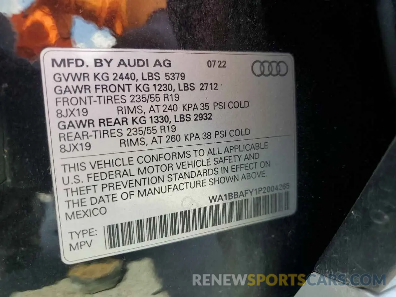13 Photograph of a damaged car WA1BBAFY1P2004265 AUDI Q5 2023