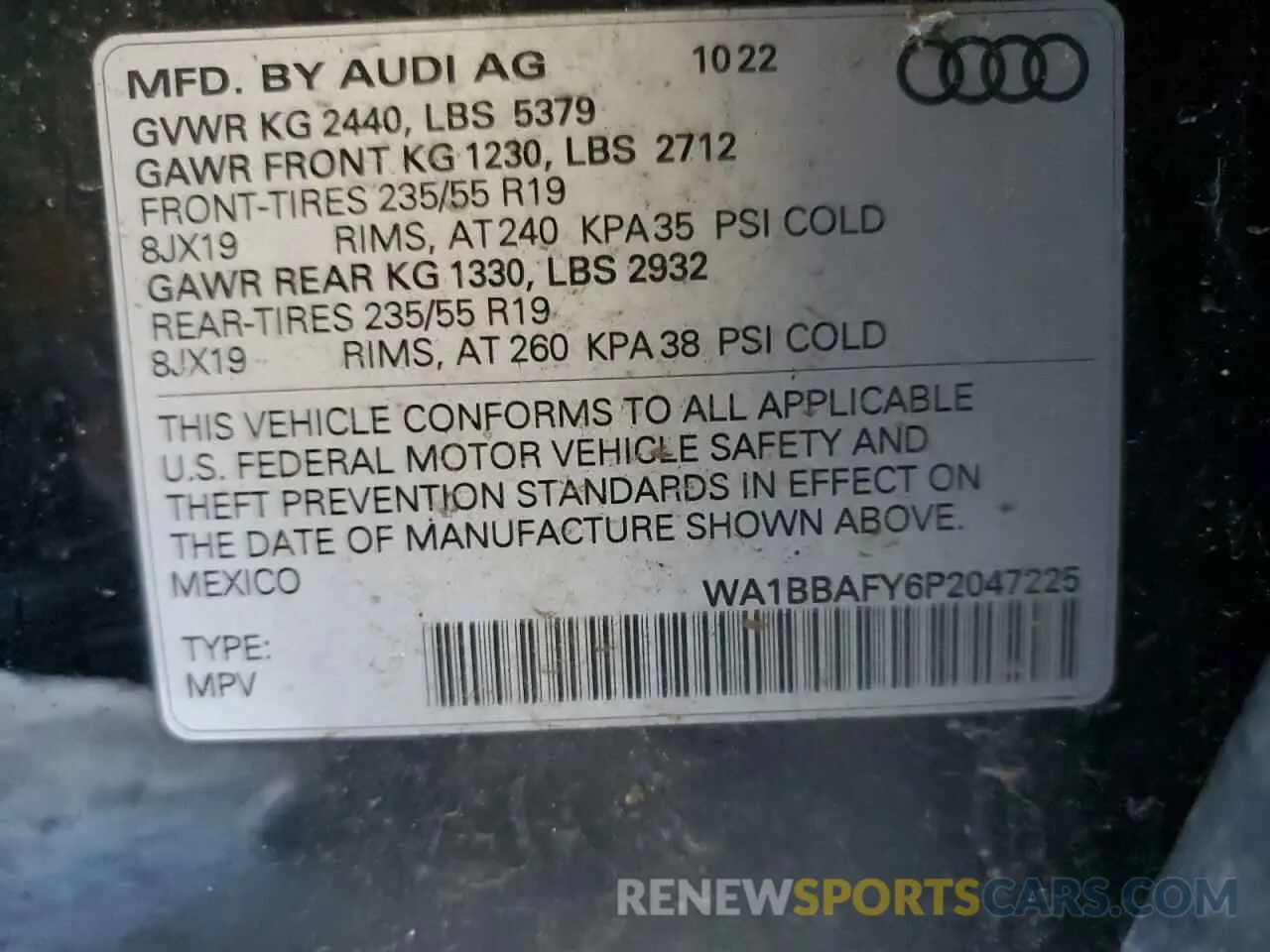 13 Photograph of a damaged car WA1BBAFY6P2047225 AUDI Q5 2023