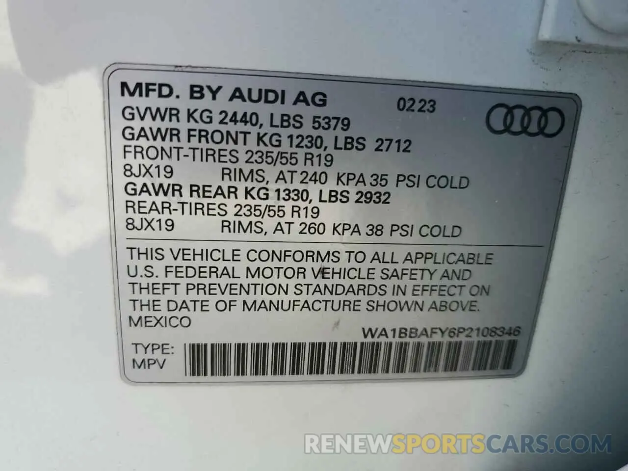 13 Photograph of a damaged car WA1BBAFY6P2108346 AUDI Q5 2023