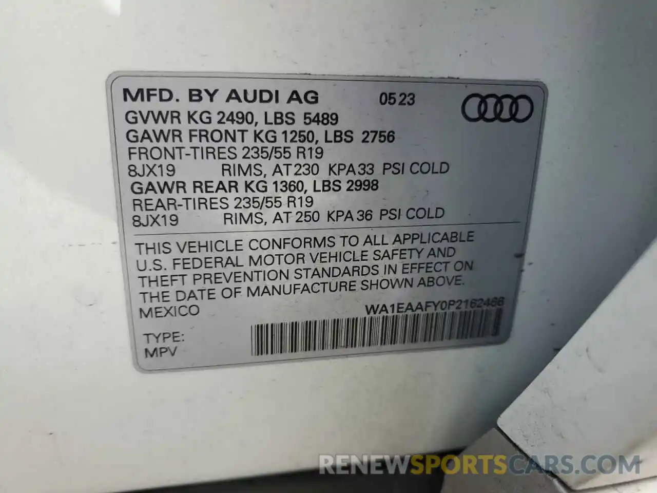 12 Photograph of a damaged car WA1EAAFY0P2162466 AUDI Q5 2023