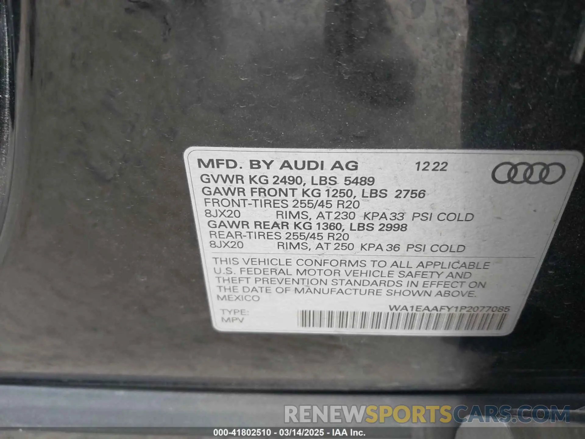 9 Photograph of a damaged car WA1EAAFY1P2077085 AUDI Q5 2023