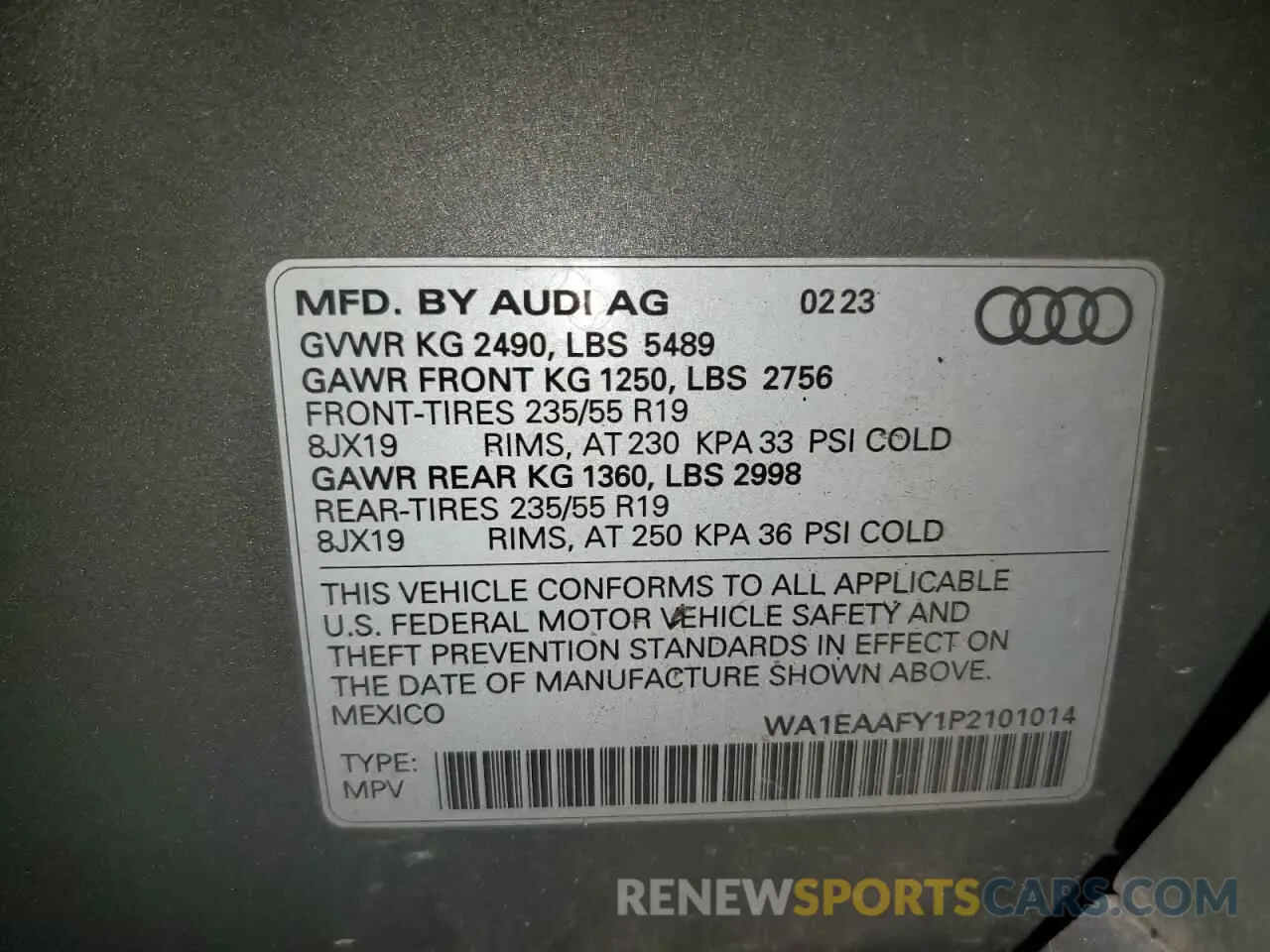 13 Photograph of a damaged car WA1EAAFY1P2101014 AUDI Q5 2023