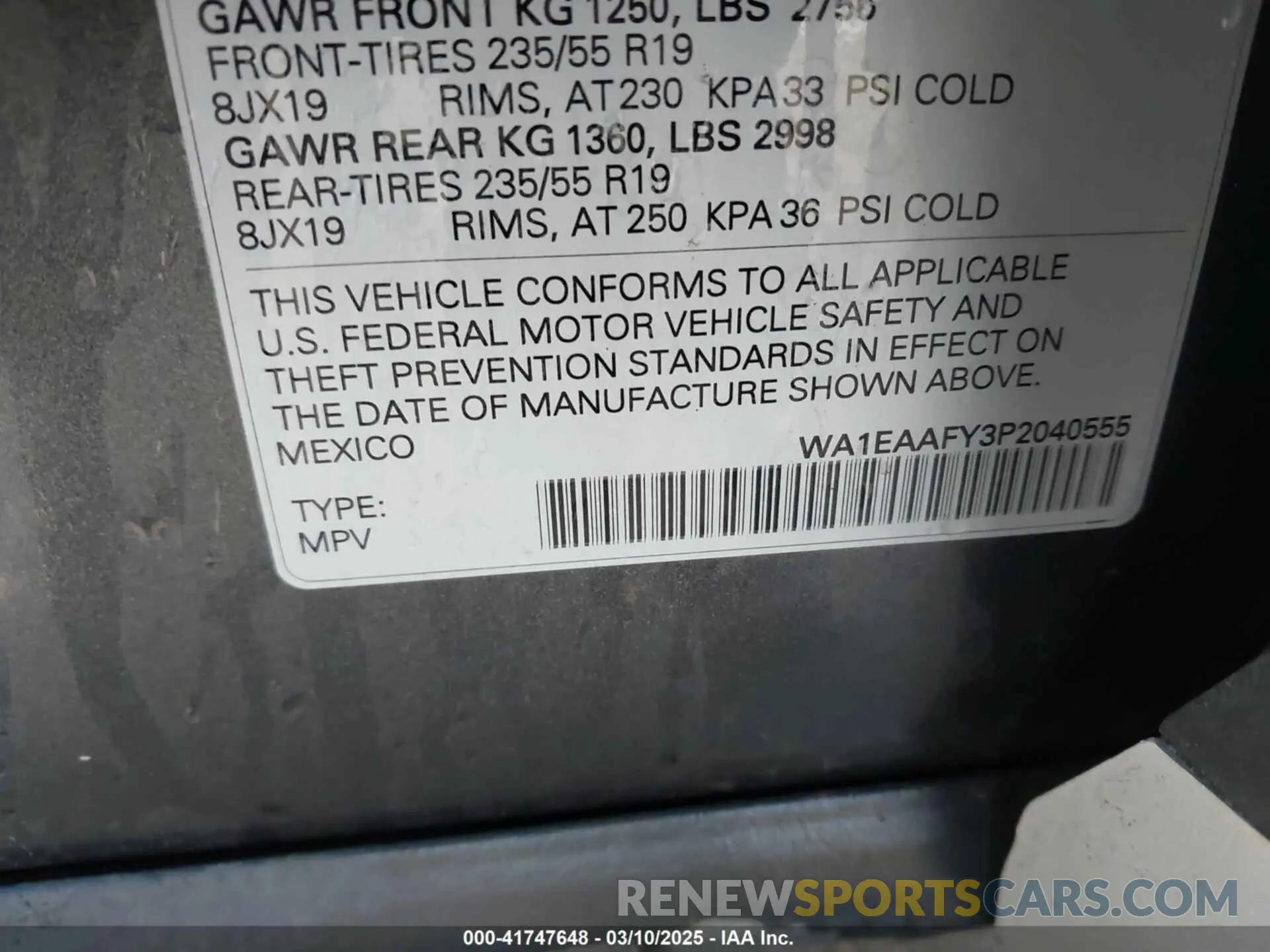 9 Photograph of a damaged car WA1EAAFY3P2040555 AUDI Q5 2023