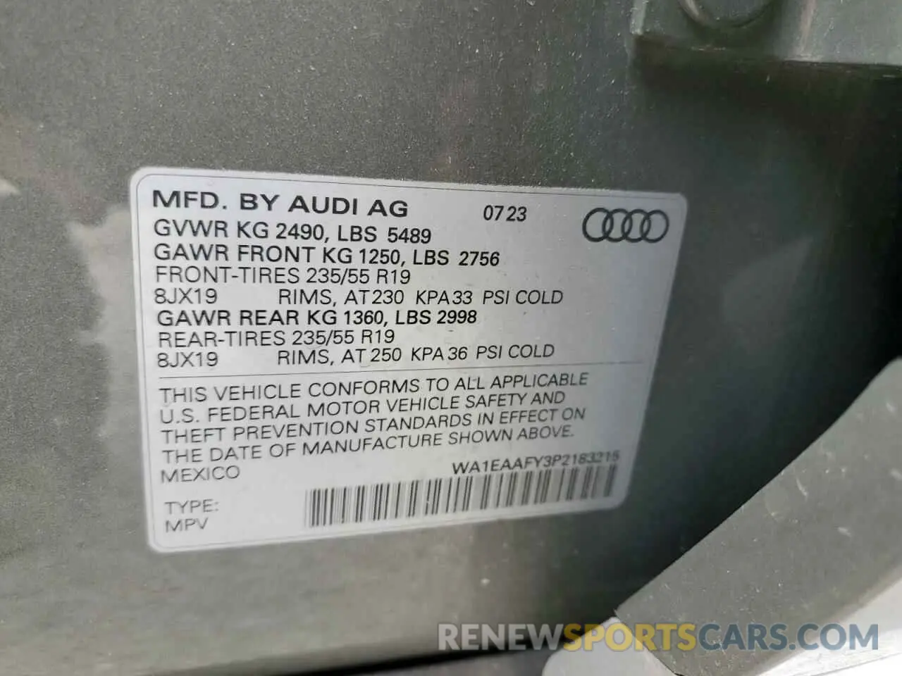 13 Photograph of a damaged car WA1EAAFY3P2183215 AUDI Q5 2023
