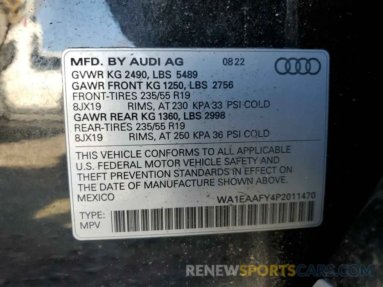 13 Photograph of a damaged car WA1EAAFY4P2011470 AUDI Q5 2023