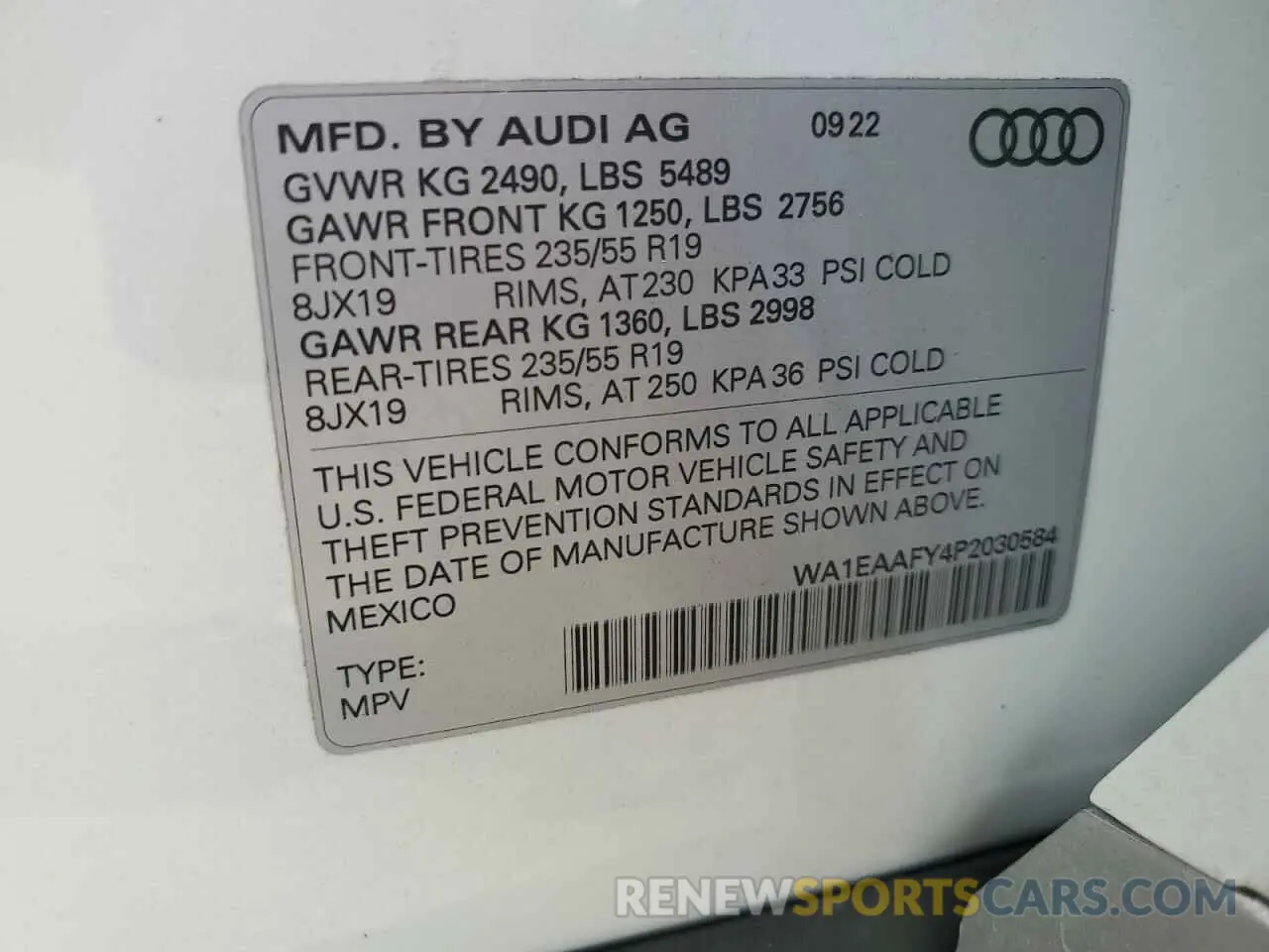 13 Photograph of a damaged car WA1EAAFY4P2030584 AUDI Q5 2023