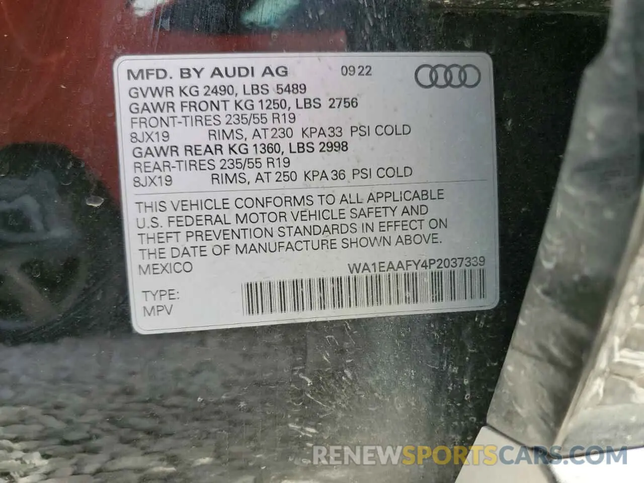 13 Photograph of a damaged car WA1EAAFY4P2037339 AUDI Q5 2023