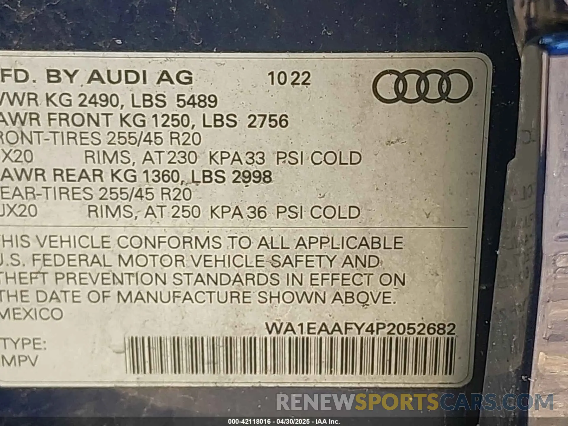 9 Photograph of a damaged car WA1EAAFY4P2052682 AUDI Q5 2023