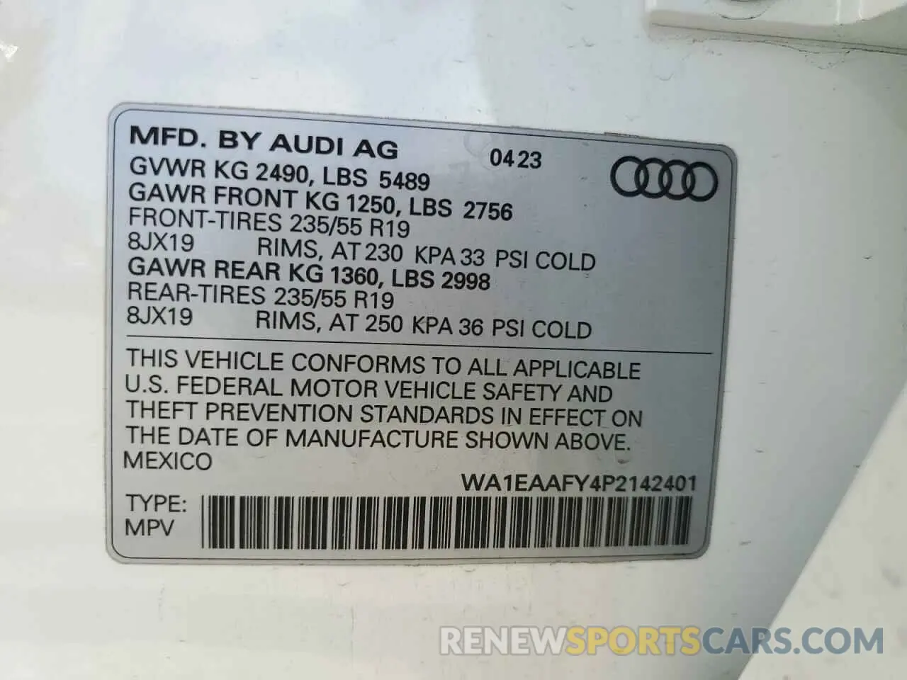 15 Photograph of a damaged car WA1EAAFY4P2142401 AUDI Q5 2023