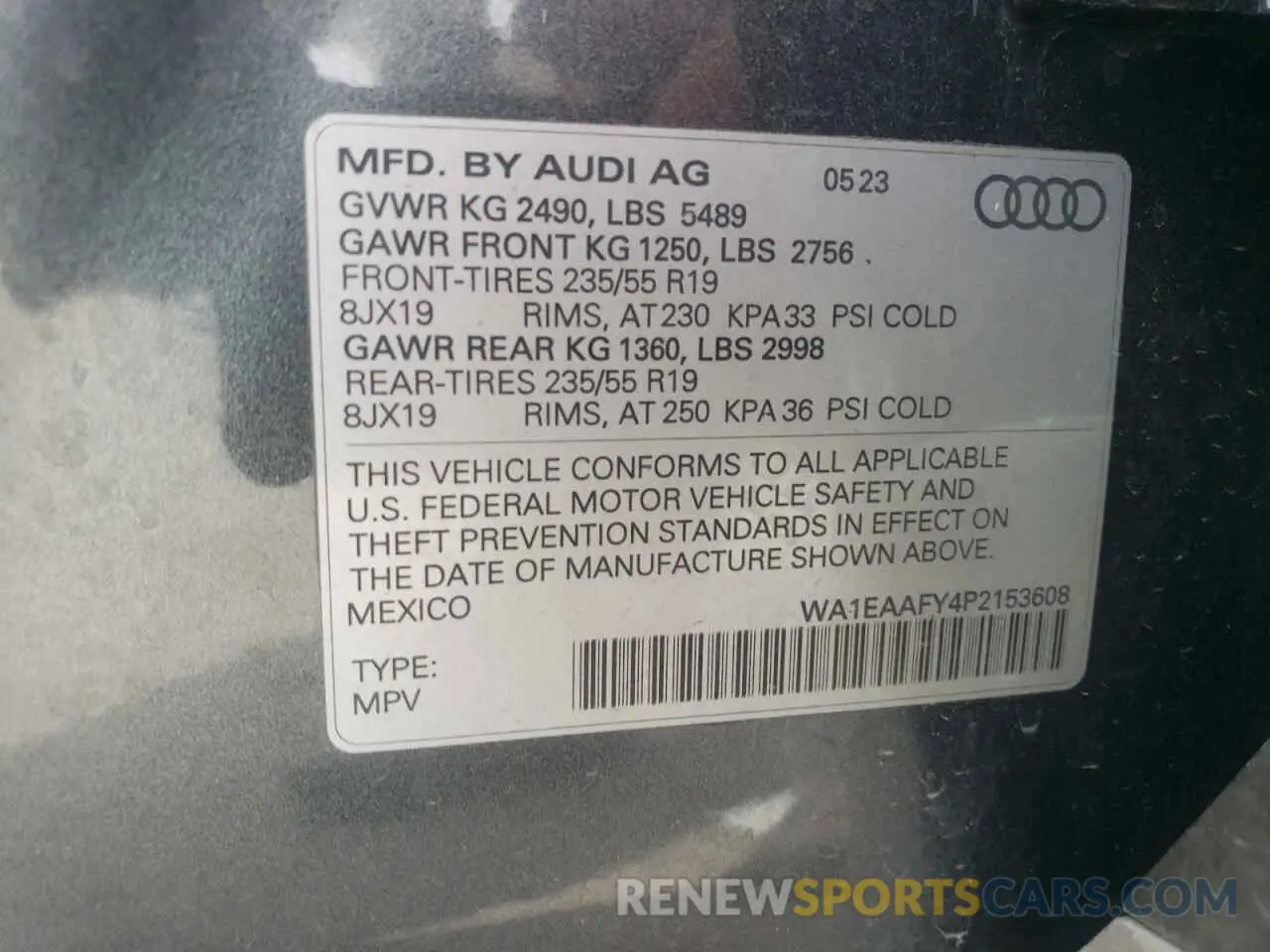 13 Photograph of a damaged car WA1EAAFY4P2153608 AUDI Q5 2023