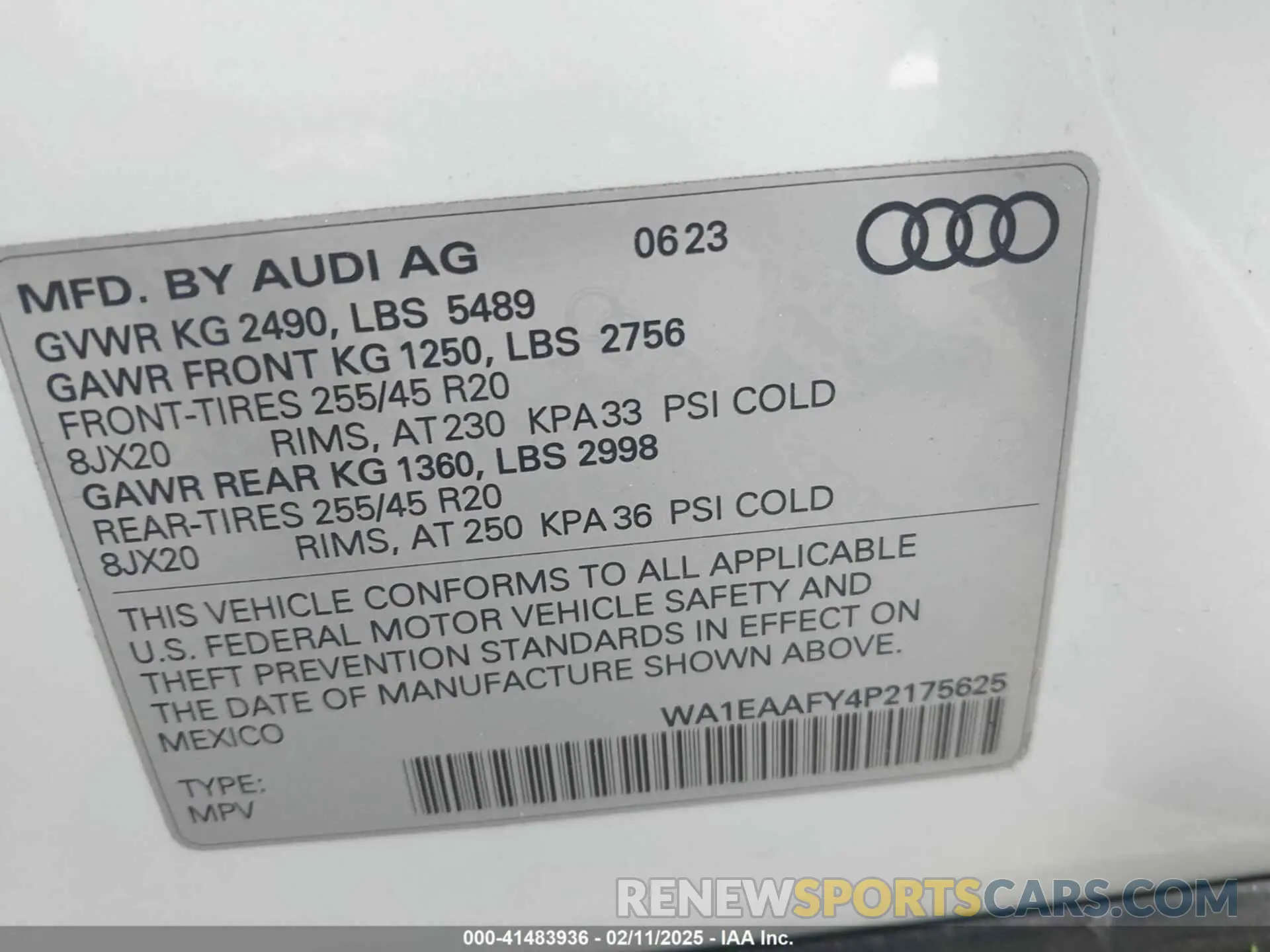 9 Photograph of a damaged car WA1EAAFY4P2175625 AUDI Q5 2023