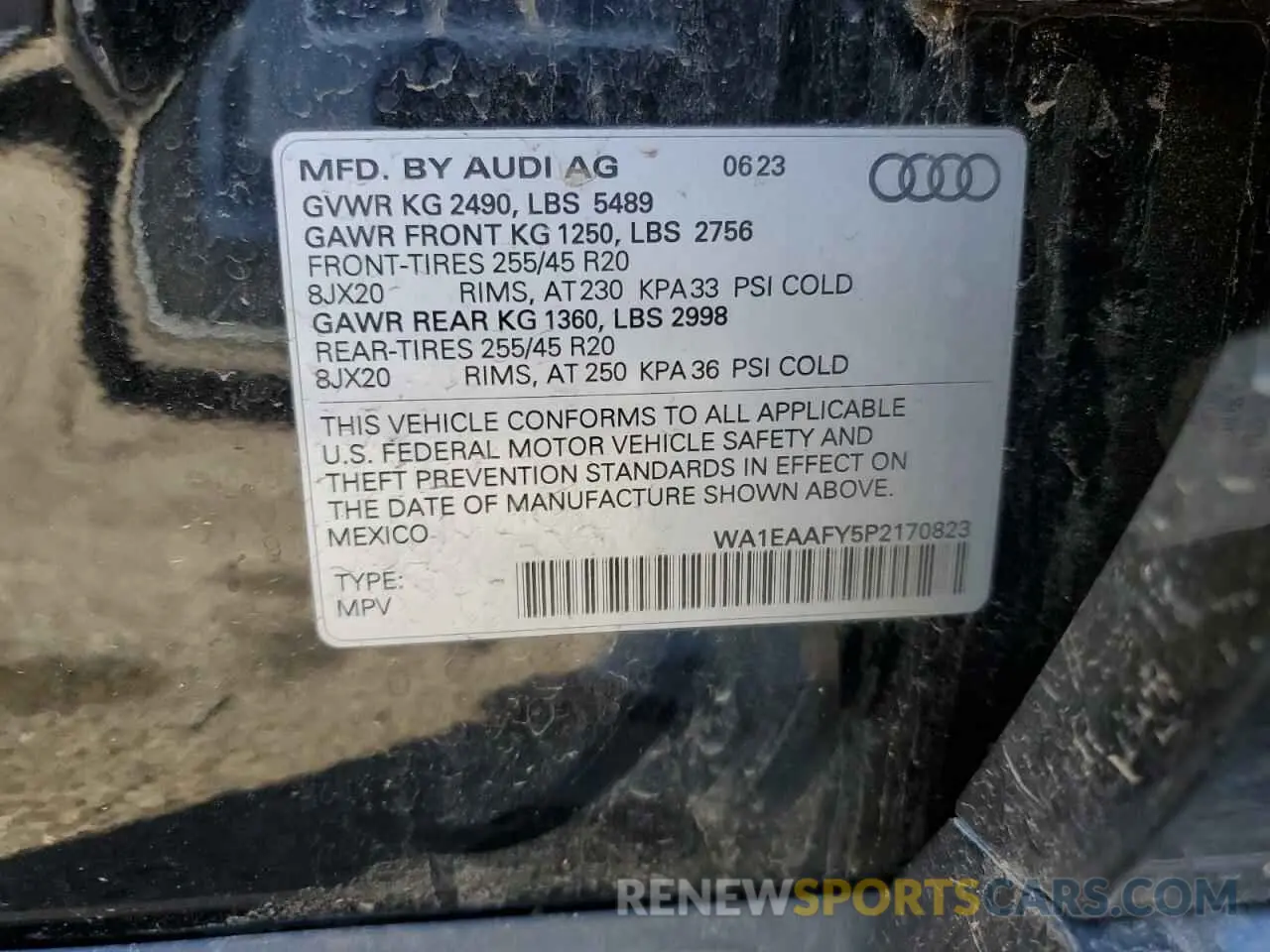 13 Photograph of a damaged car WA1EAAFY5P2170823 AUDI Q5 2023