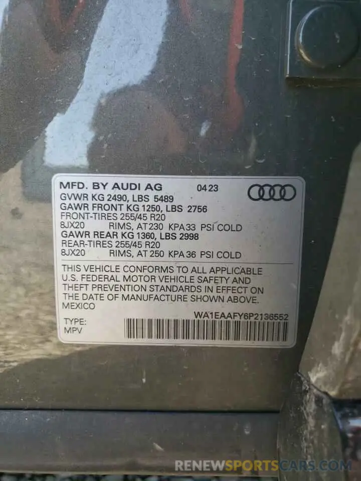 15 Photograph of a damaged car WA1EAAFY6P2136552 AUDI Q5 2023