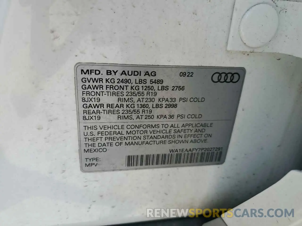13 Photograph of a damaged car WA1EAAFY7P2027291 AUDI Q5 2023