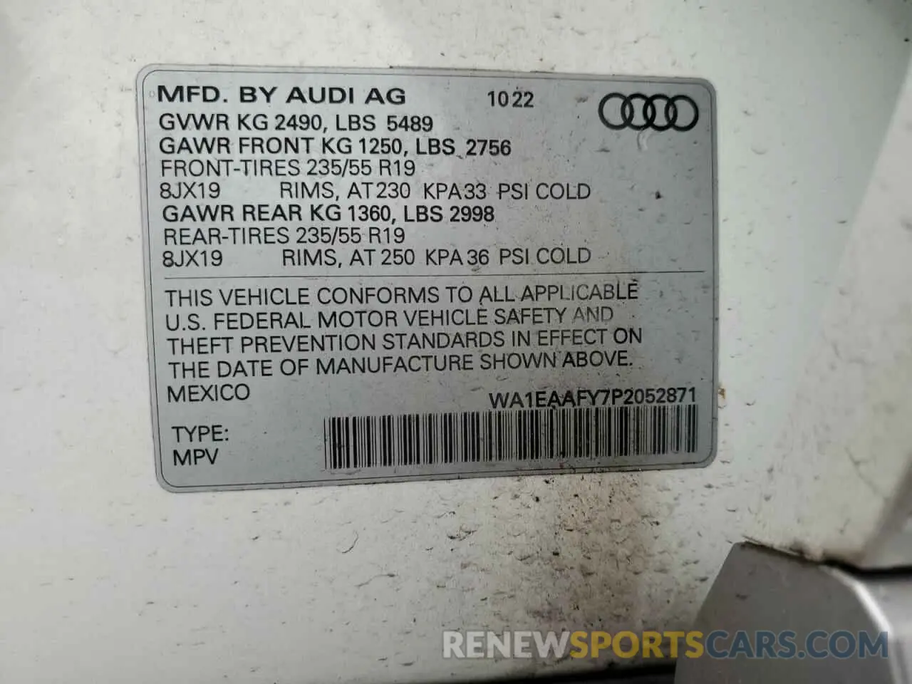 13 Photograph of a damaged car WA1EAAFY7P2052871 AUDI Q5 2023