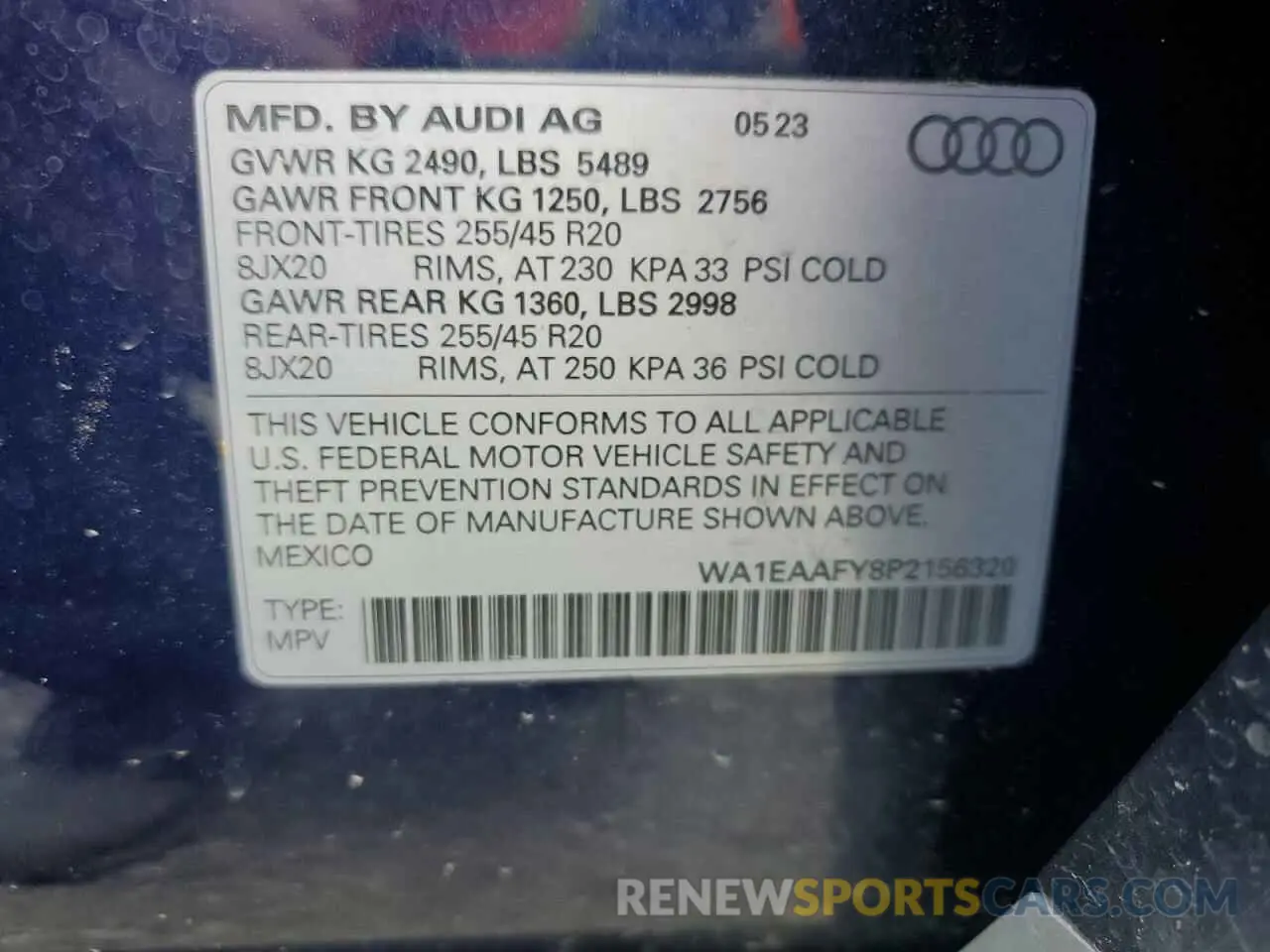 13 Photograph of a damaged car WA1EAAFY8P2156320 AUDI Q5 2023