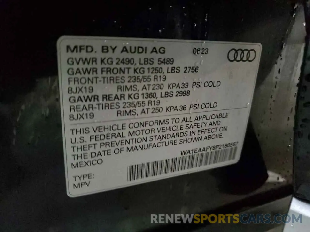 15 Photograph of a damaged car WA1EAAFY8P2180567 AUDI Q5 2023