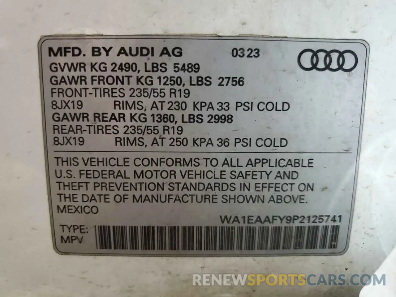 13 Photograph of a damaged car WA1EAAFY9P2125741 AUDI Q5 2023