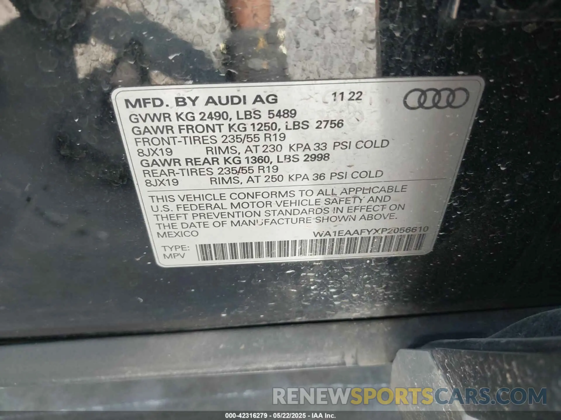 9 Photograph of a damaged car WA1EAAFYXP2056610 AUDI Q5 2023