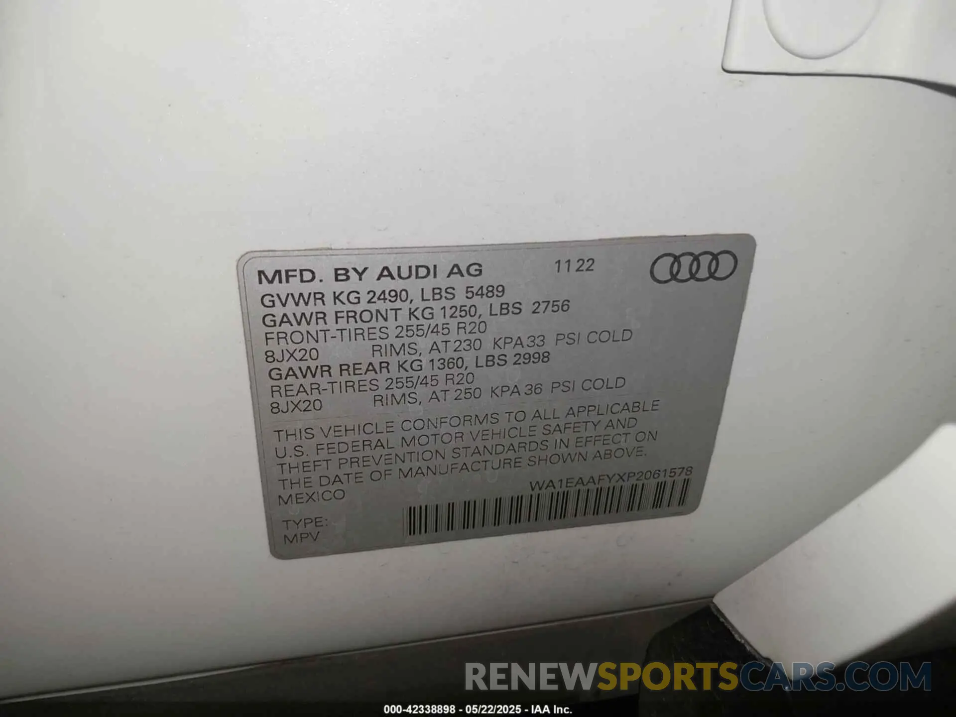 9 Photograph of a damaged car WA1EAAFYXP2061578 AUDI Q5 2023