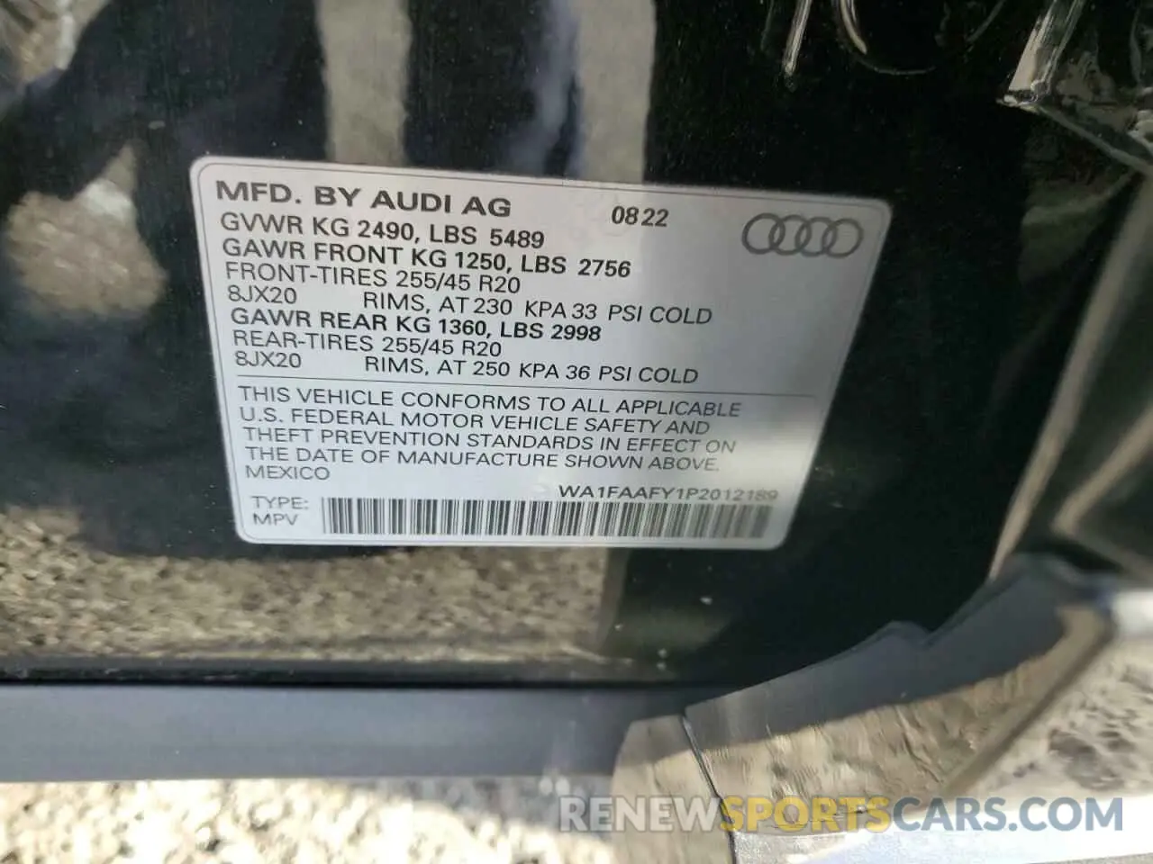 13 Photograph of a damaged car WA1FAAFY1P2012189 AUDI Q5 2023