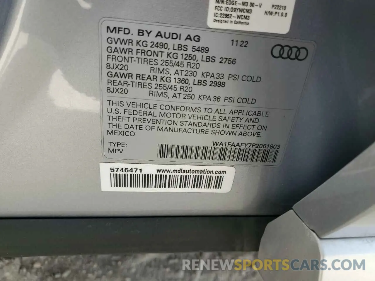 14 Photograph of a damaged car WA1FAAFY7P2061803 AUDI Q5 2023
