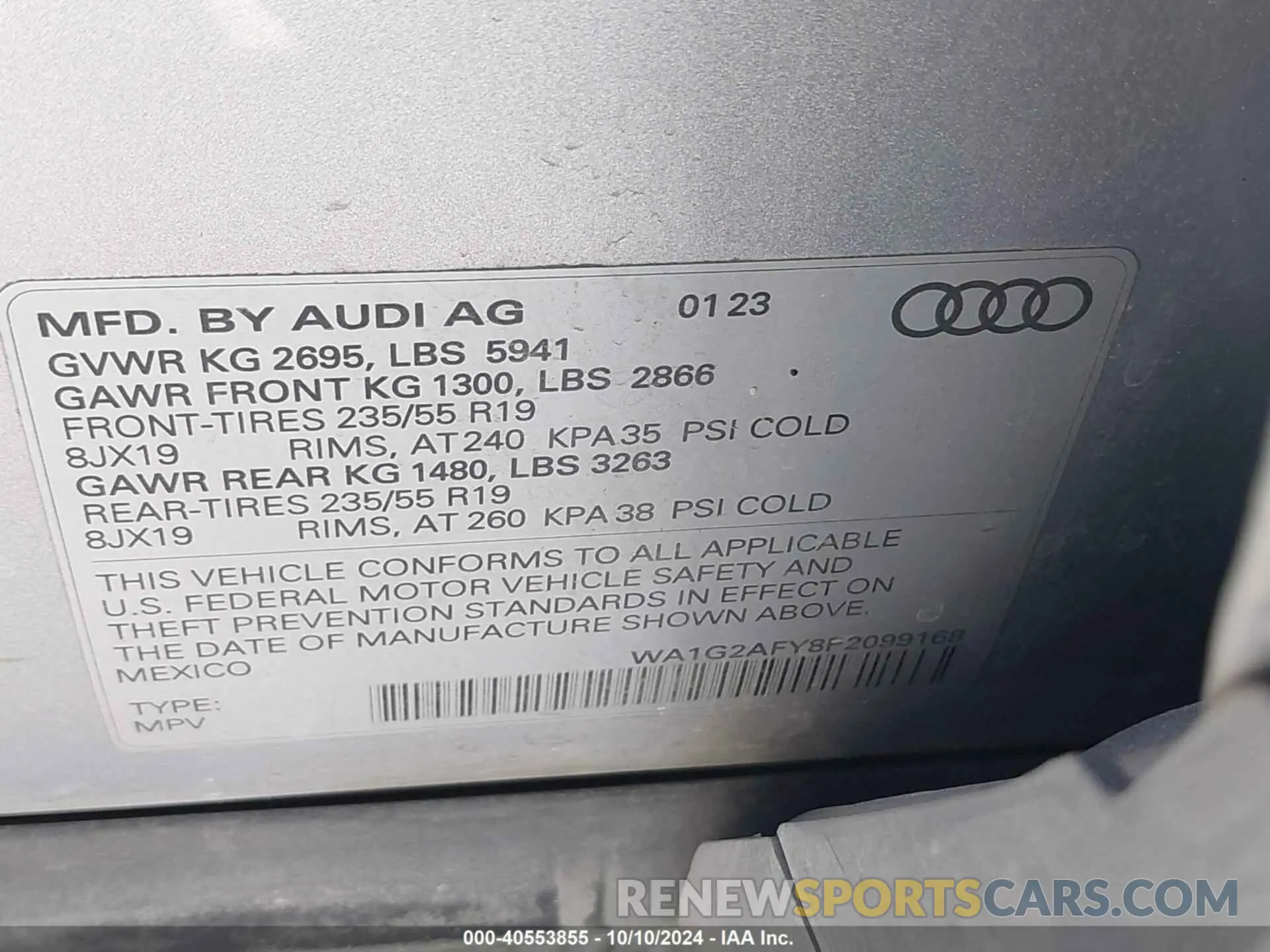 9 Photograph of a damaged car WA1G2AFY8P2099168 AUDI Q5 2023