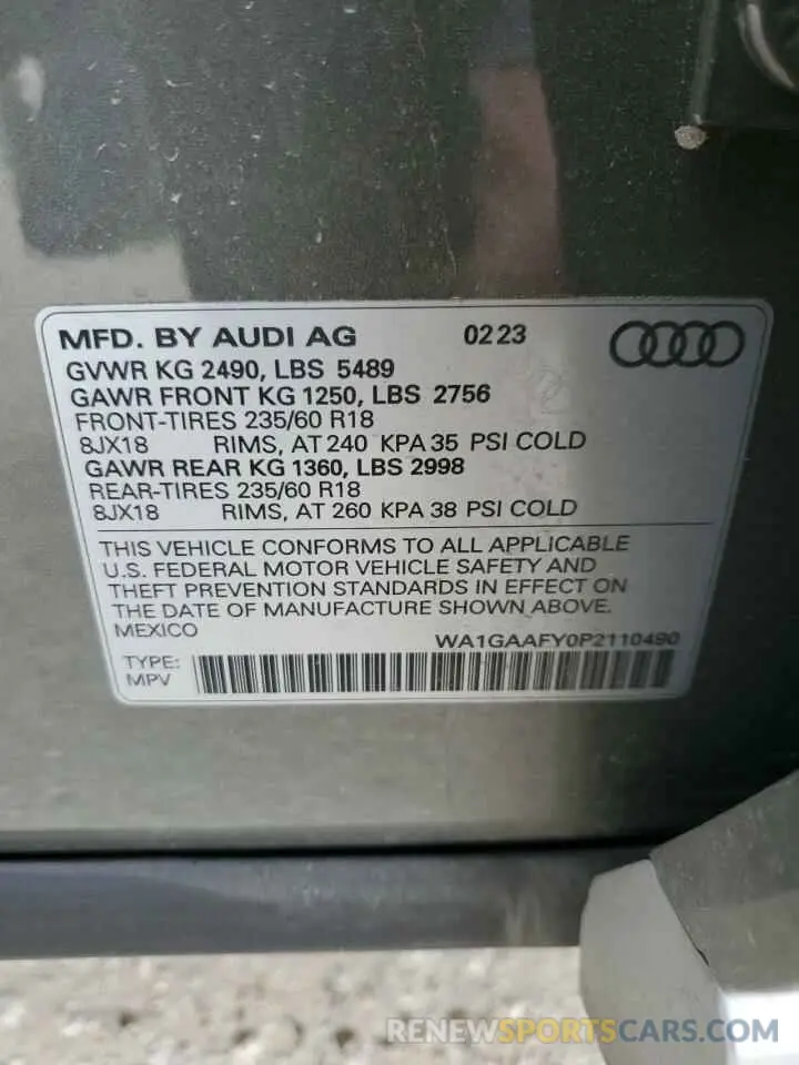 13 Photograph of a damaged car WA1GAAFY0P2110490 AUDI Q5 2023