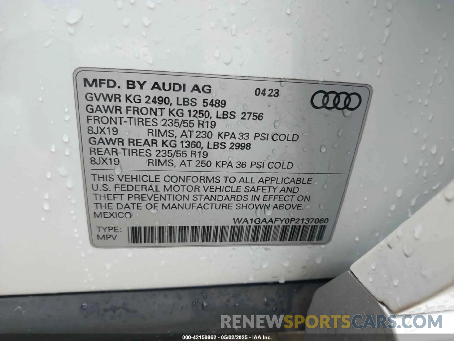 9 Photograph of a damaged car WA1GAAFY0P2137060 AUDI Q5 2023