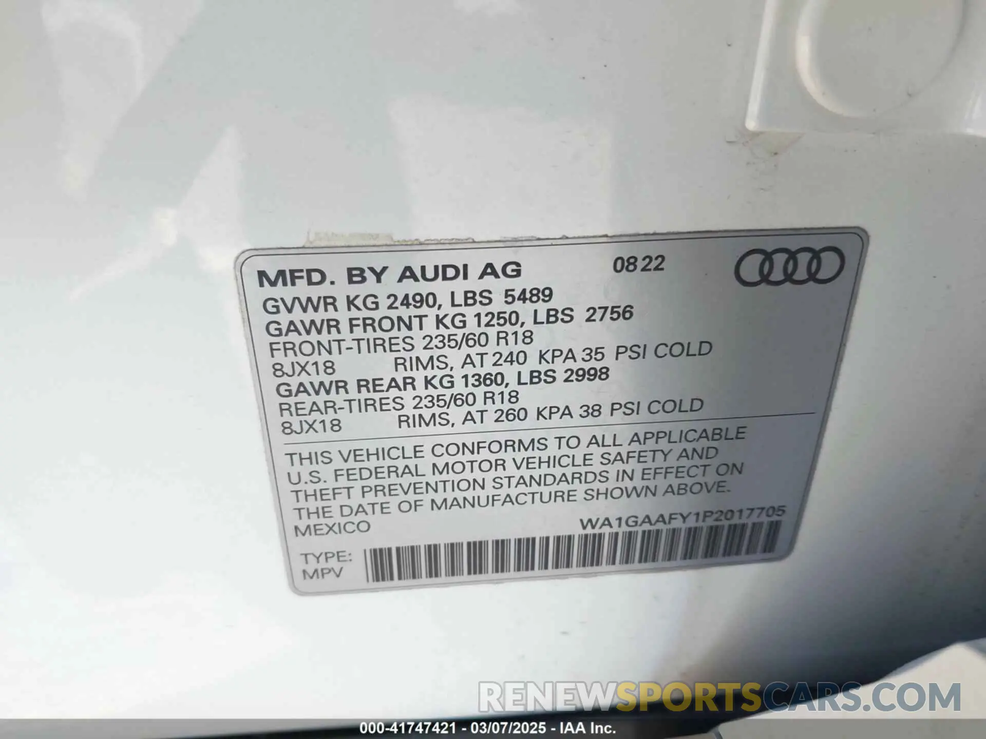 9 Photograph of a damaged car WA1GAAFY1P2017705 AUDI Q5 2023