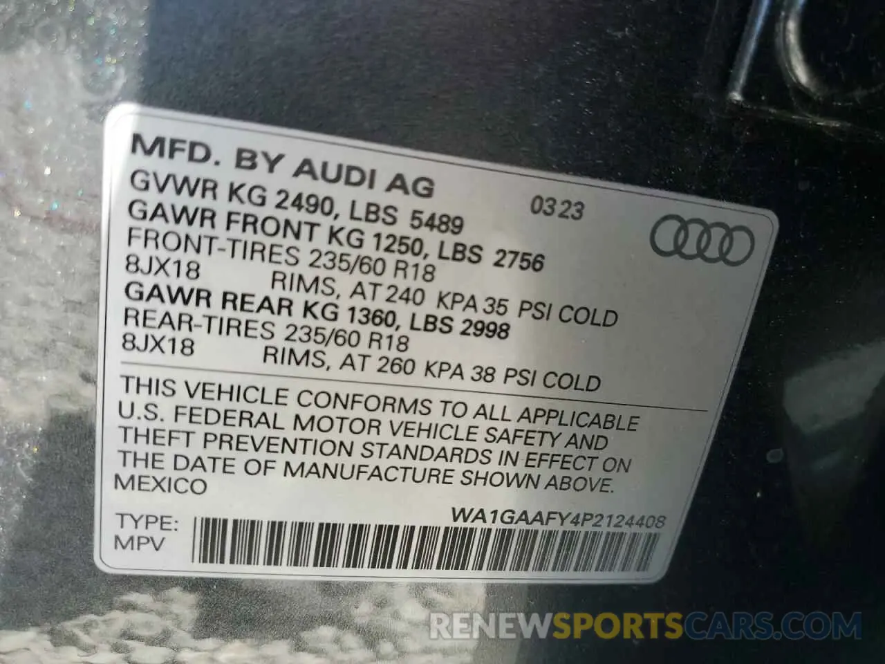 13 Photograph of a damaged car WA1GAAFY4P2124408 AUDI Q5 2023