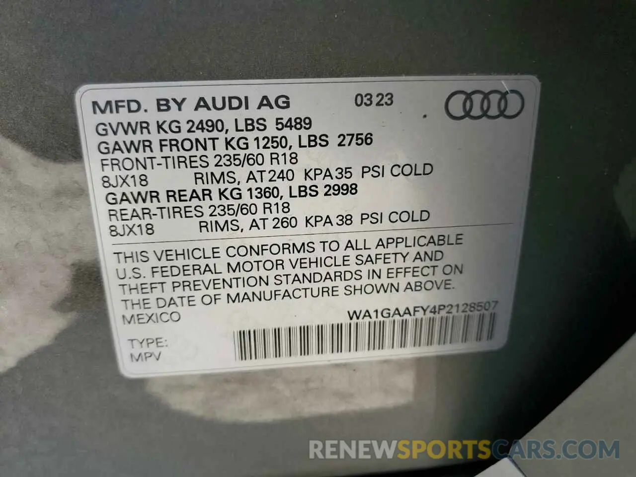 13 Photograph of a damaged car WA1GAAFY4P2128507 AUDI Q5 2023