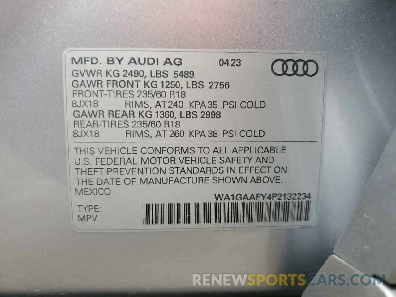 13 Photograph of a damaged car WA1GAAFY4P2132234 AUDI Q5 2023