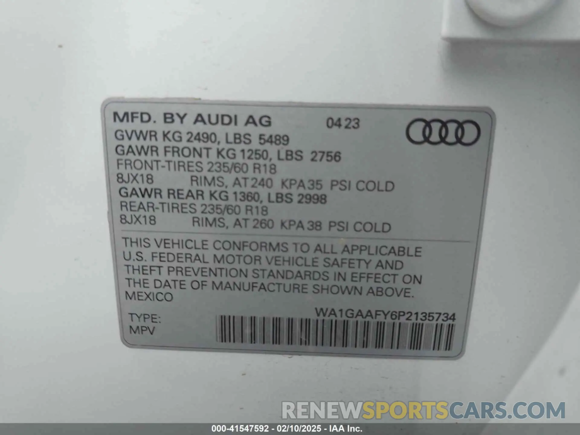 9 Photograph of a damaged car WA1GAAFY6P2135734 AUDI Q5 2023