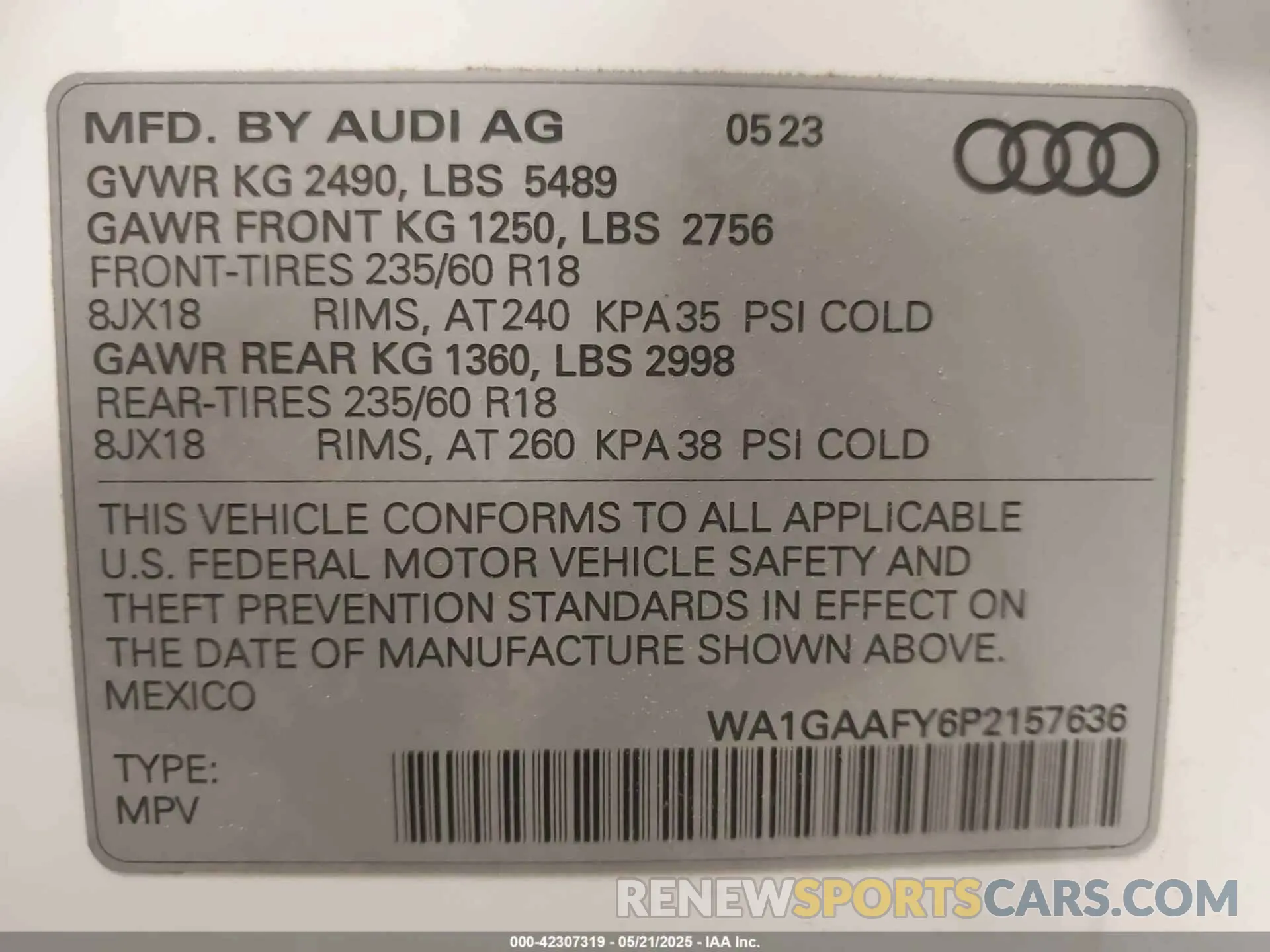 9 Photograph of a damaged car WA1GAAFY6P2157636 AUDI Q5 2023