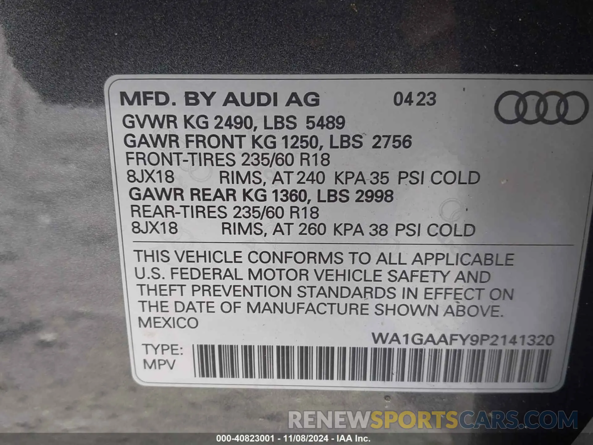 9 Photograph of a damaged car WA1GAAFY9P2141320 AUDI Q5 2023