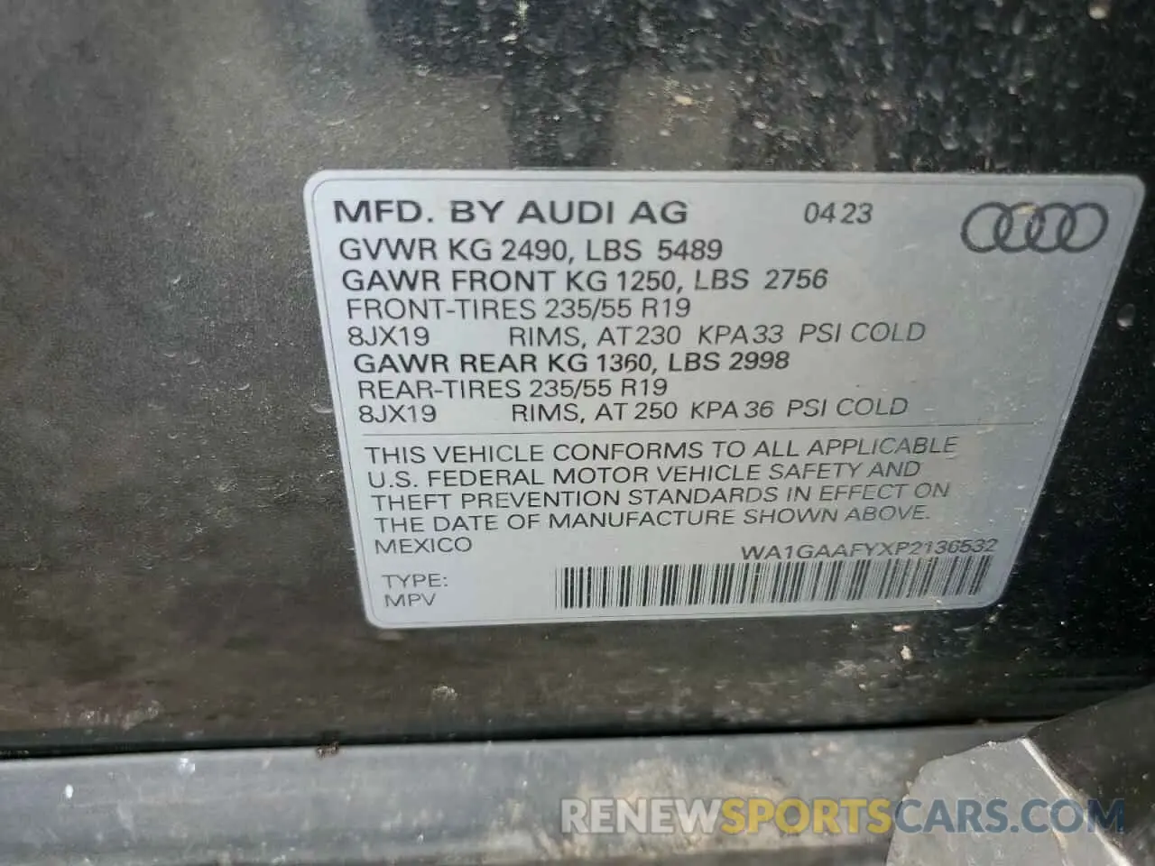 13 Photograph of a damaged car WA1GAAFYXP2136532 AUDI Q5 2023