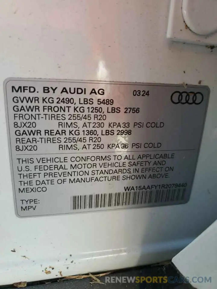 14 Photograph of a damaged car WA15AAFY1R2079440 AUDI Q5 2024