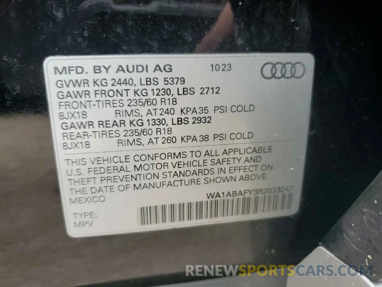13 Photograph of a damaged car WA1ABAFY3R2033247 AUDI Q5 2024