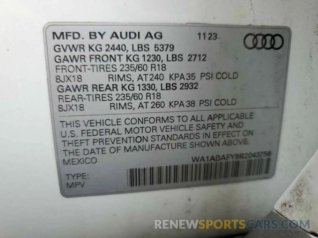 13 Photograph of a damaged car WA1ABAFY8R2043756 AUDI Q5 2024