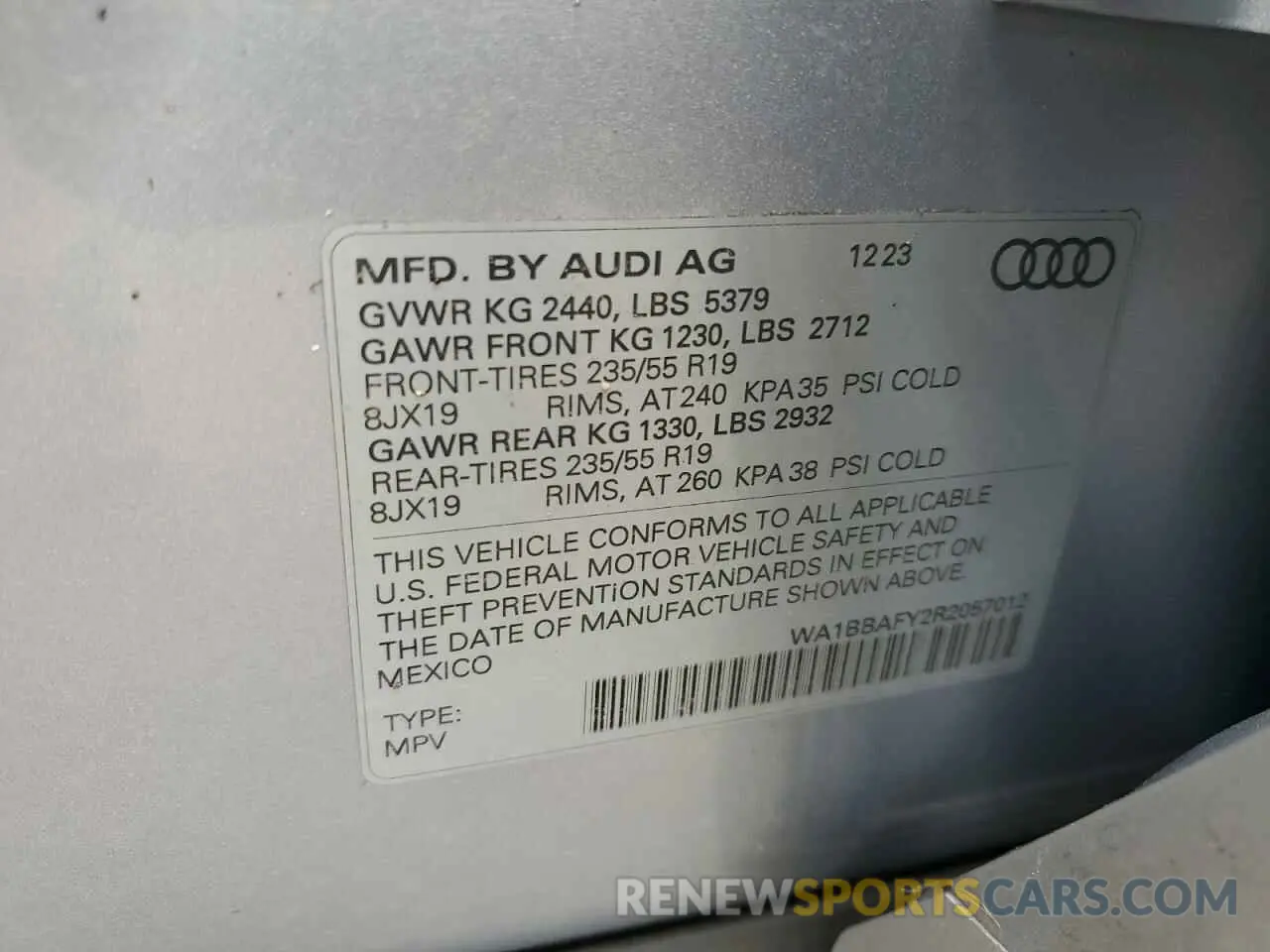 13 Photograph of a damaged car WA1BBAFY2R2057012 AUDI Q5 2024
