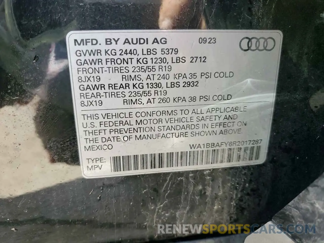 13 Photograph of a damaged car WA1BBAFY6R2017287 AUDI Q5 2024